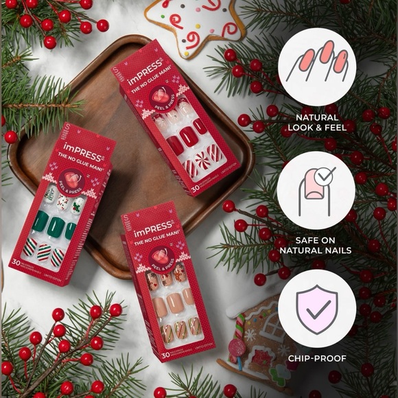 imPRESS Design Feelin' Festive 3D New Set of 30 Press On Nails NWT - Picture 10 of 10